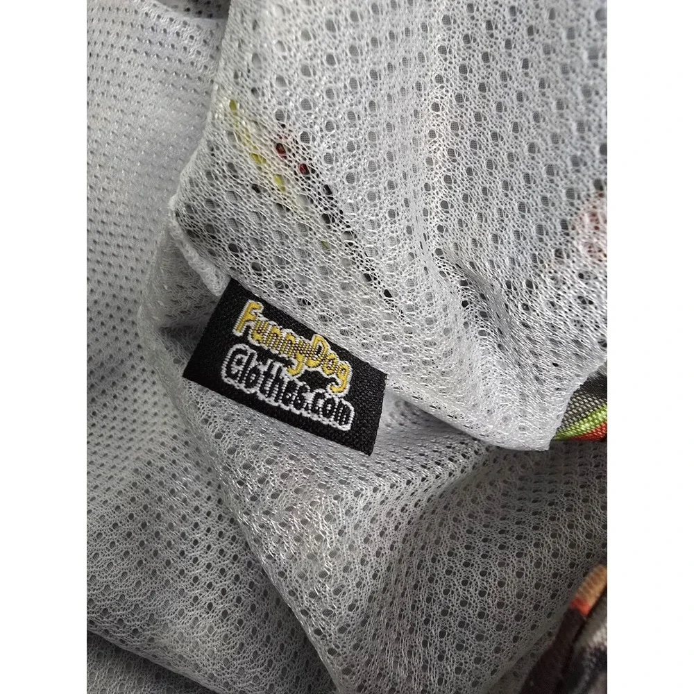 FunnyDogClothes.com Dog Raincoat Grey Pet Print Mesh‎ Lined Hooded Jacket Large